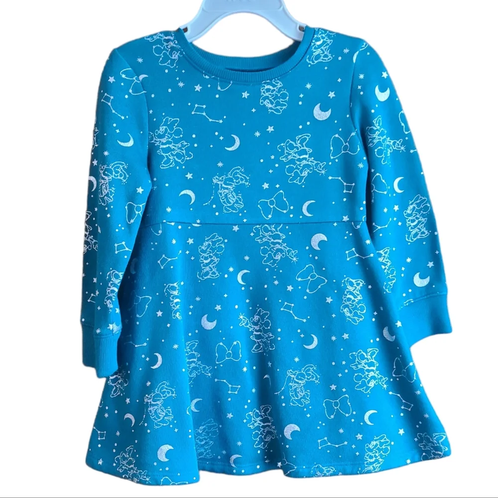 2T & 3T Girls Bundle Minnie Mouse Celestial Print Fleece Dress & Holiday Time - Picture 3 of 14
